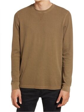 Treasure & Bond Waffle Knit Thermal Shirt Olive Green Crewneck M